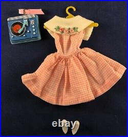 Vtg 60s Barbie Dancing Doll Dress Spike Heels Pink Vinyl Belt Record Player