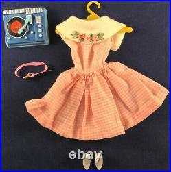 Vtg 60s Barbie Dancing Doll Dress Spike Heels Pink Vinyl Belt Record Player