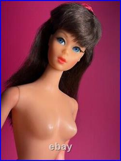 Vtg'67 Twist'N Turn Silver Brunette Barbie Doll #1160 with Factory Hair Ribbon