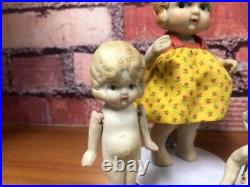 Vtg Antique 3-japan Bisque-porcelain Jointed Kewpie Lady-baby Dolls Lot Germany
