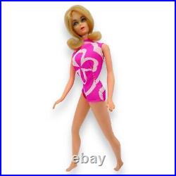 Vtg Barbie 1970 Twist Turn TNT Blonde Marlo Flip Doll Pink Swimsuit #1160 Mattel