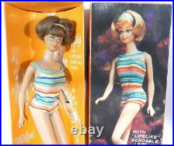 Vtg Barbie Bendable Legs Bend-Leg Brownette Midge doll in original box with access