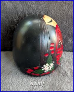 Vtg Creative Kokeshi Doll Signed Chieko-San Modernized Camellia Heart withBox