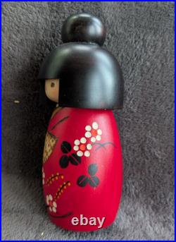 Vtg Creative Kokeshi Kazuo Taka Mizawa Oval Body Round Dot Eyes Signed Orig Box