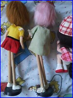 Vtg Dream Doll Lot 1960s Big Eve Stockinette Pose Japan Sitter w chair Pink hair Vtg Dream Doll Lot 1960s Big Eve Stockinette Pose Japan Sitter w chair Pink hair