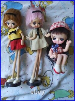 Vtg Dream Doll Lot 1960s Big Eye Stockinette Pose Japan Sitter w chair Pink hair
