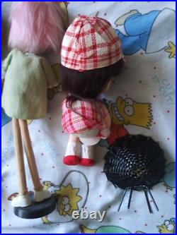 Vtg Dream Doll Lot 1960s Big Eye Stockinette Pose Japan Sitter w chair Pink hair