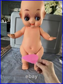 Vtg Giant Sexed! Kewpie Doll 19Made in Japan Vinyl Plastic With Green Wings