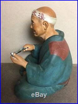 Vtg Hakata Urasaki Fisherman Doll withFish Tray Figurine Japan collectible Rare
