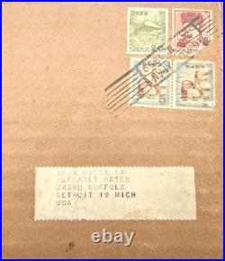 Vtg. Japanese Geisha Doll In The Original Mailing Box And Slip From Tokyo 1959