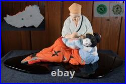 Vtg Japanese Hakata Doll by Araki Tattoo Artist Geisha Girl Figurine Glass Base
