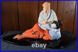 Vtg Japanese Hakata Doll by Araki Tattoo Artist Geisha Girl Figurine Glass Base