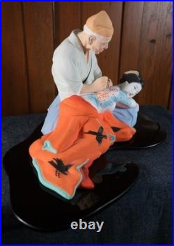 Vtg Japanese Hakata Doll by Araki Tattoo Artist Geisha Girl Figurine Glass Base