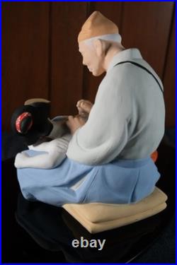 Vtg Japanese Hakata Doll by Araki Tattoo Artist Geisha Girl Figurine Glass Base