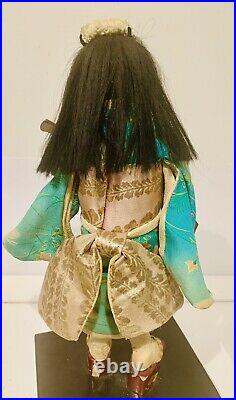 Vtg Japanese Maiko Geisha Doll WithShamisen, 14 in, Handcrafted, Rare Down Hair