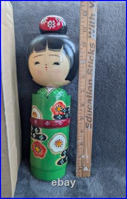 Vtg Kokeshi Love Spring Signed Torao Hosaka Large 12 Top Knot IOB Mint 60s