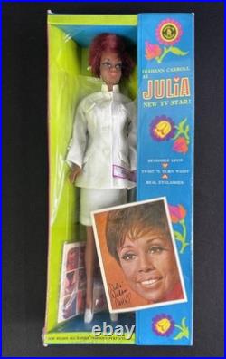 Vtg. Mattel 1968 Diahann Carrol as Julia Nurse Doll Sealed Box WithTear LOOK