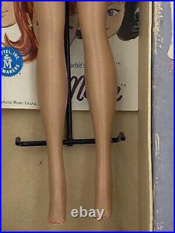 Vtg Orig 1962 Mattel Midge Barbie Doll/box/brunette/pink-red Swimsuit/stand/book