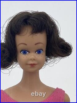 Vtg Orig 1962 Mattel Midge Barbie Doll/box/brunette/pink-red Swimsuit/stand/book