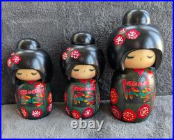 Vtg Set 3 Kokeshi Creative Miyashita Hajime Orig Box Graduating Sizes 5 5½ 6½ Vtg Set 3 Kokeshi Creative Miyashita Hajime Orig Box Graduating Sizes 5 5½ 6½