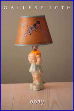 WOW! KEWPIE DOLL GIRL LAMP! MID CENTURY SLEEPING CHILD 40's 50's VTG ORIG. SHADE