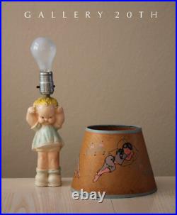 WOW! KEWPIE DOLL GIRL LAMP! MID CENTURY SLEEPING CHILD 40's 50's VTG ORIG. SHADE